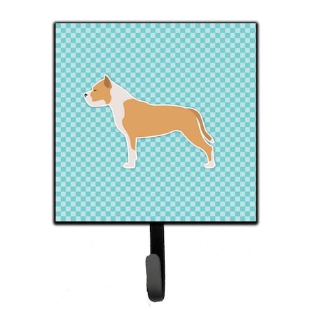 Carolines Treasures Staffordshire Bull Terrier Checkerboard Blue Leash or Key Holder BB3754SH4